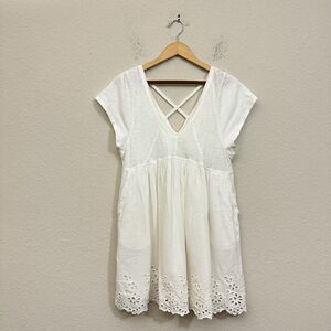 NWT DAILY PRACTICE by ANTHROPOLOGIE White Valensole Dress V-Neck w Pockets
